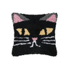 black cat halloween hooked pillow