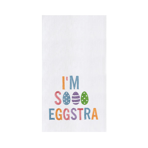 i'm sooo eggstra embroidered kitchen towel